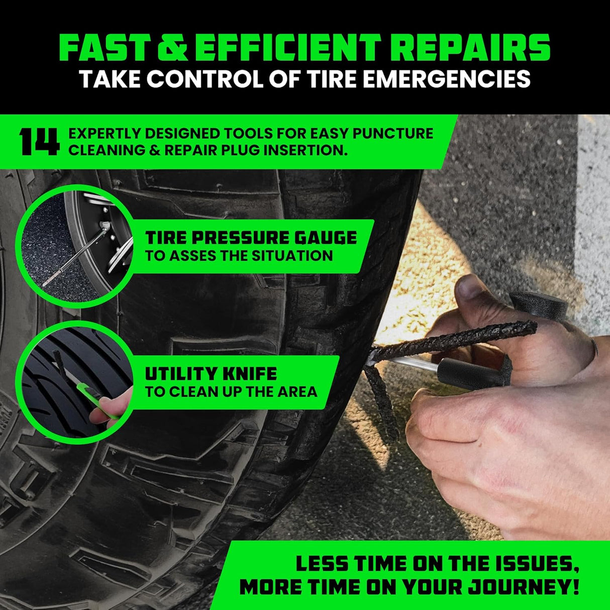 14-Piece Compact Tire Repair Kit