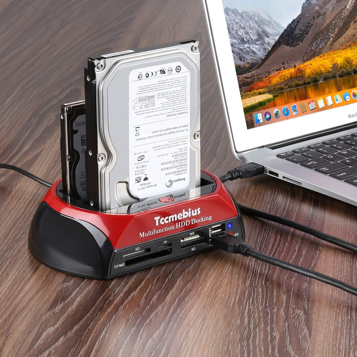 TCC-S862-US Hard Drive Docking Station USB 2.0 Dual Slot SATA IDE with Card Reader Tccmebius