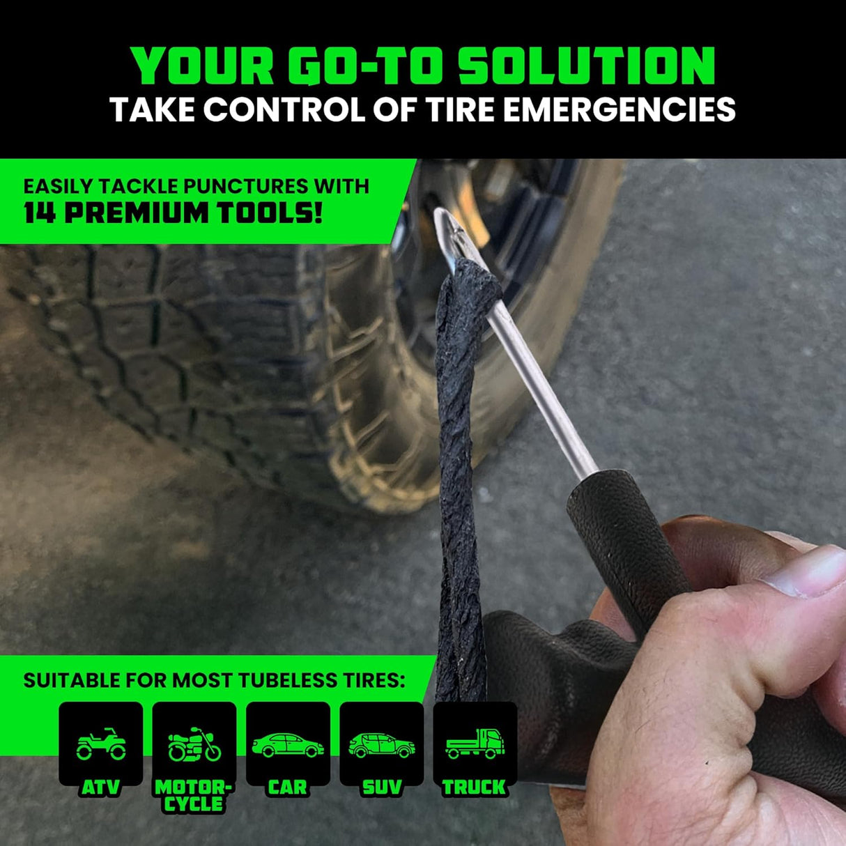 14-Piece Compact Tire Repair Kit