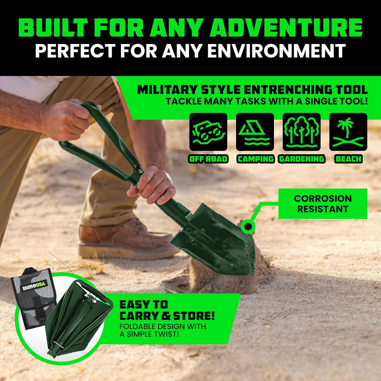 Folding Survival Shovel w/ Pick