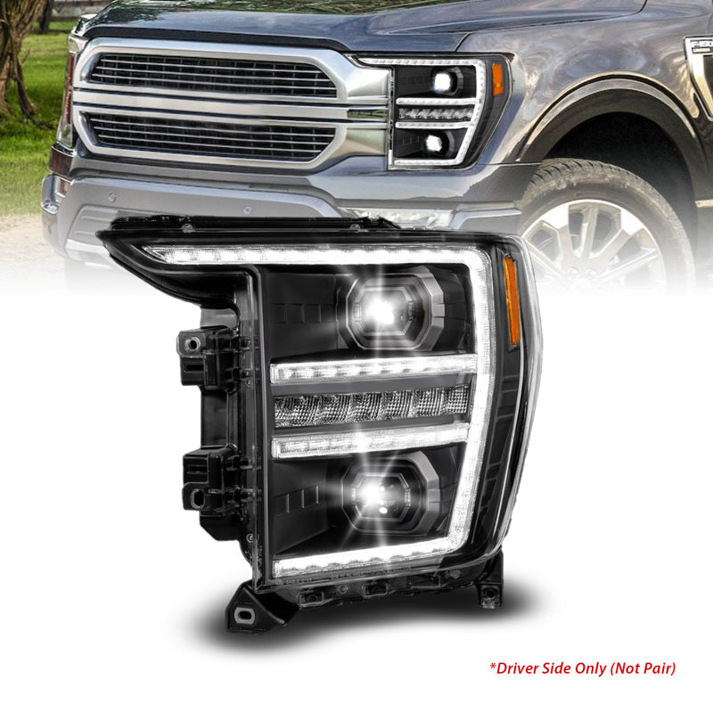 Phare projecteur à LED Anzo 21-23 Ford F150 avec commutateur arrière + séquentiel - Noir (côté conducteur uniquement)