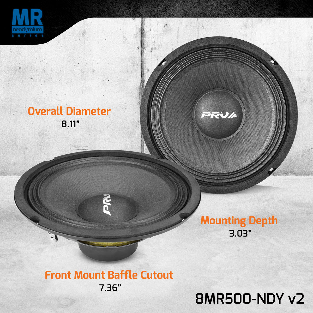 PRV Audio 8MR500-NDY v2 8in Neodymium Midrange Speaker