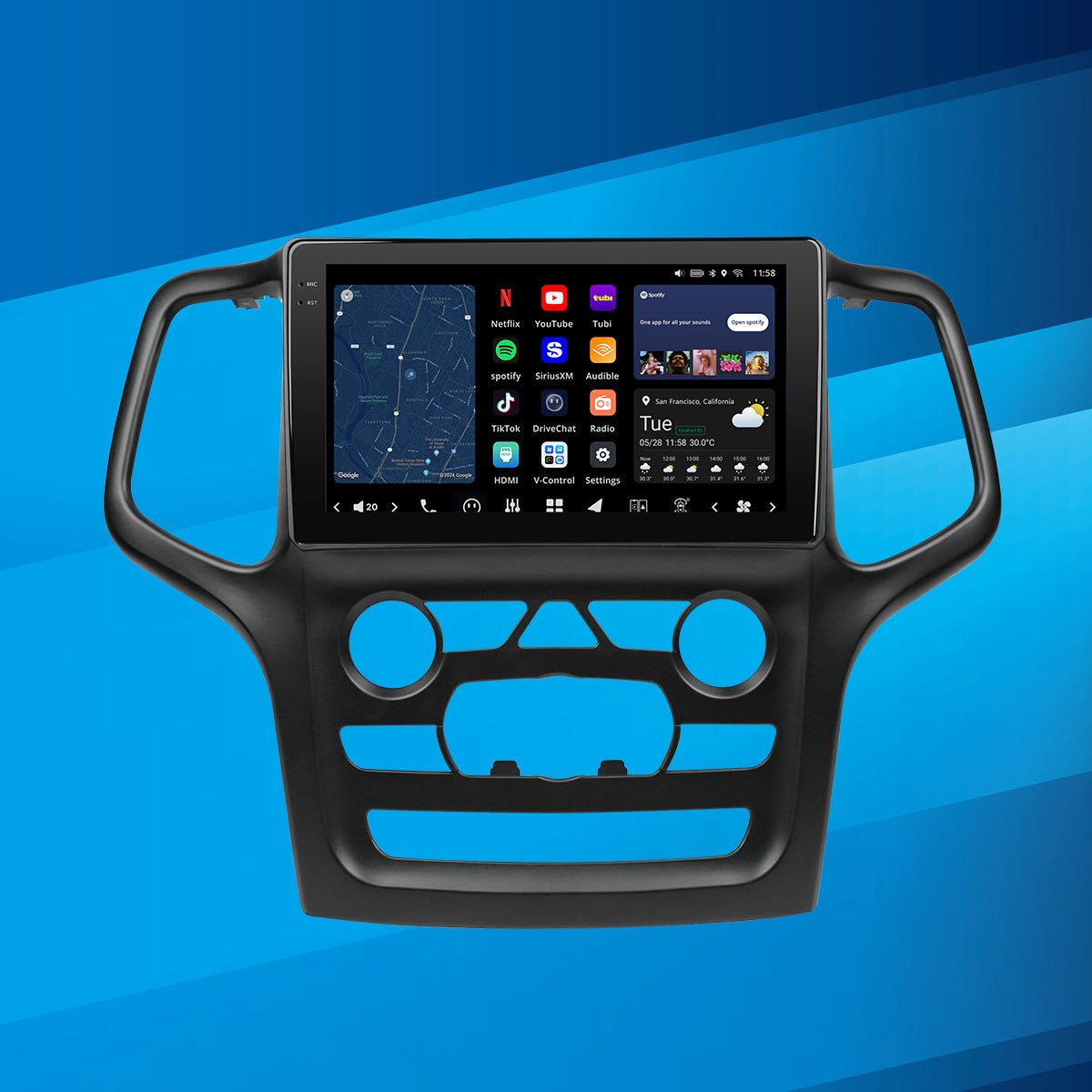 VISION 9” Custom-Fit Car Stereo for Jeep Grand Cherokee with 5” Screen 2014-2020