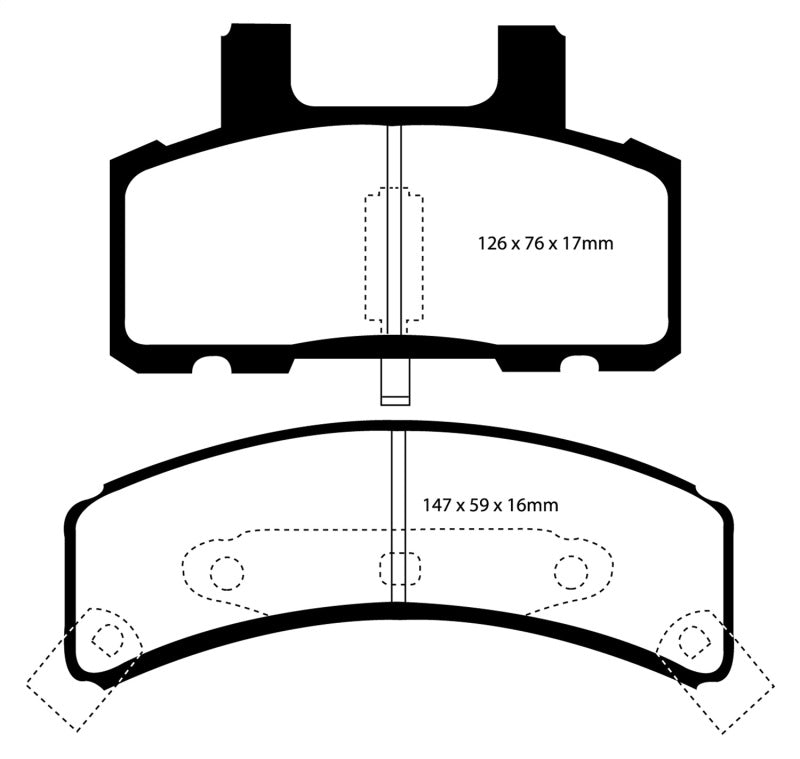 EBC 97-99 Cadillac Deville 4.6 (tambours arrière) Plaquettes de frein avant Yellowstuff
