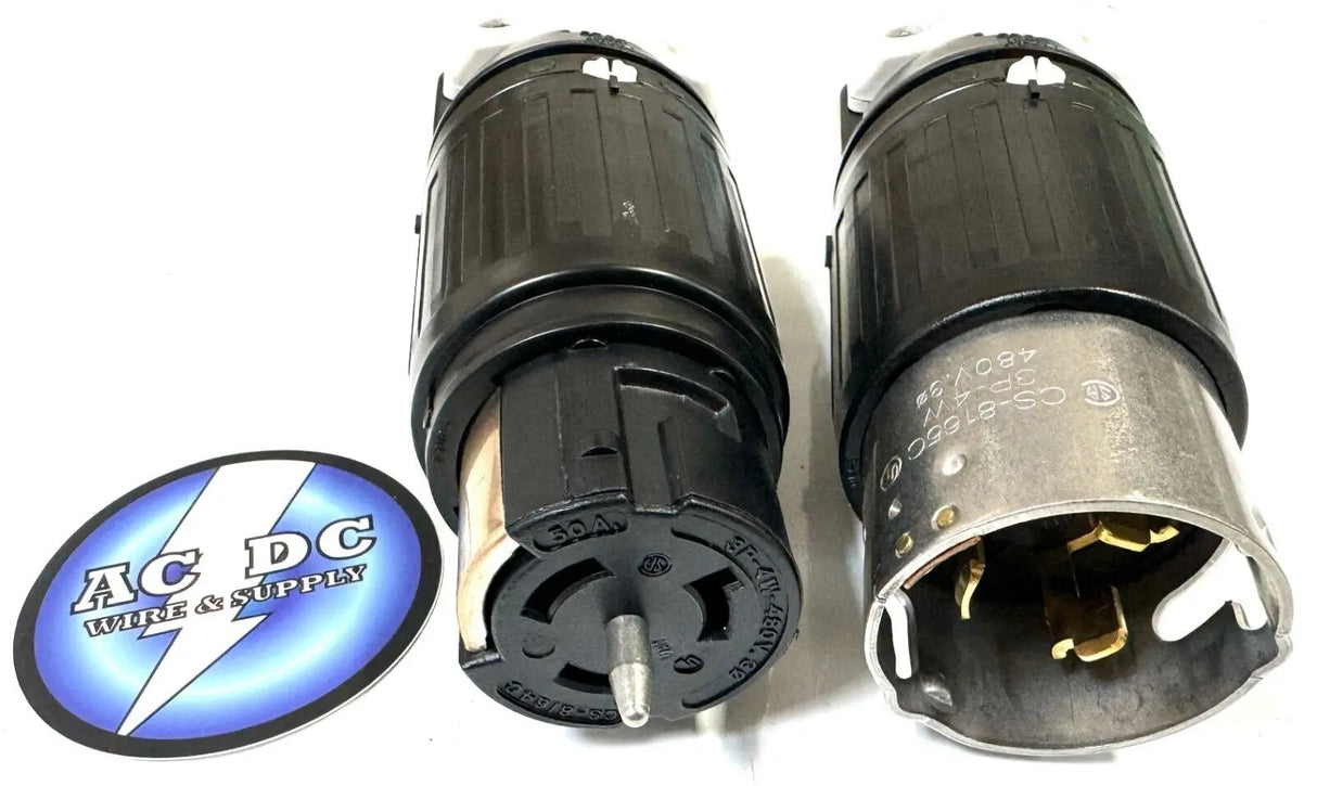 Hubbell CS8164C/CS8165C Locking Connector, 50 amp, 480V, 3 Pole and 4W set m/f Hubbell