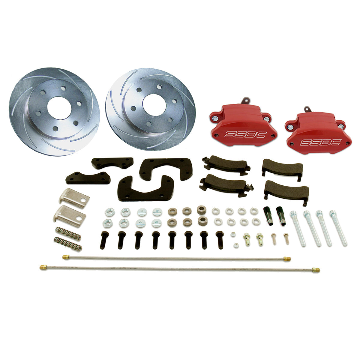 American Made Sport R1 Billet Aluminum Rear Drum to Disc Brake Conversion Kit W/Rotors. Red A126-50R