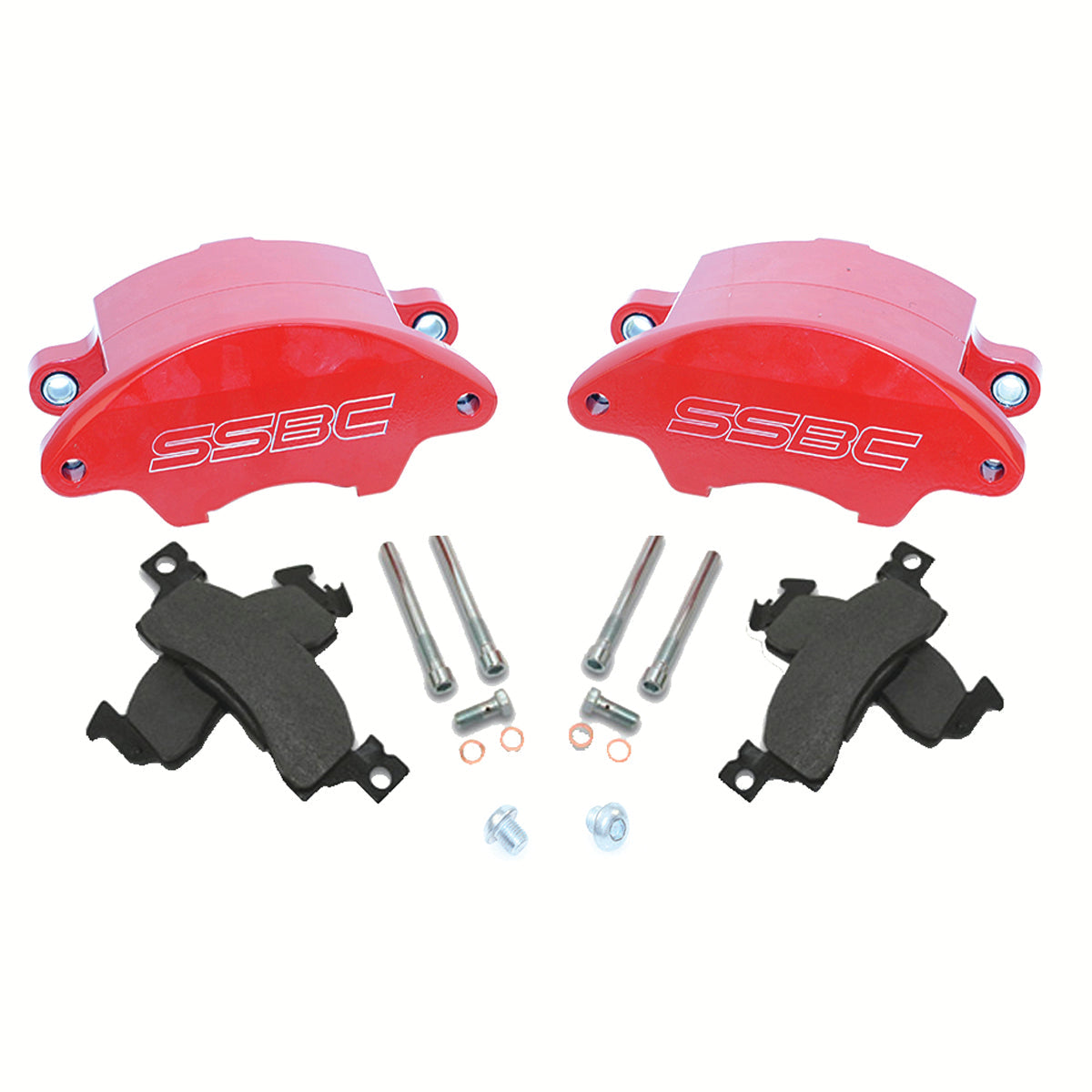 American Made Sport Twin Quick Change 2-Piston Billet Aluminum Front Caliper Upgrade Kit W/Performance Pads. Red Part# A185-1R