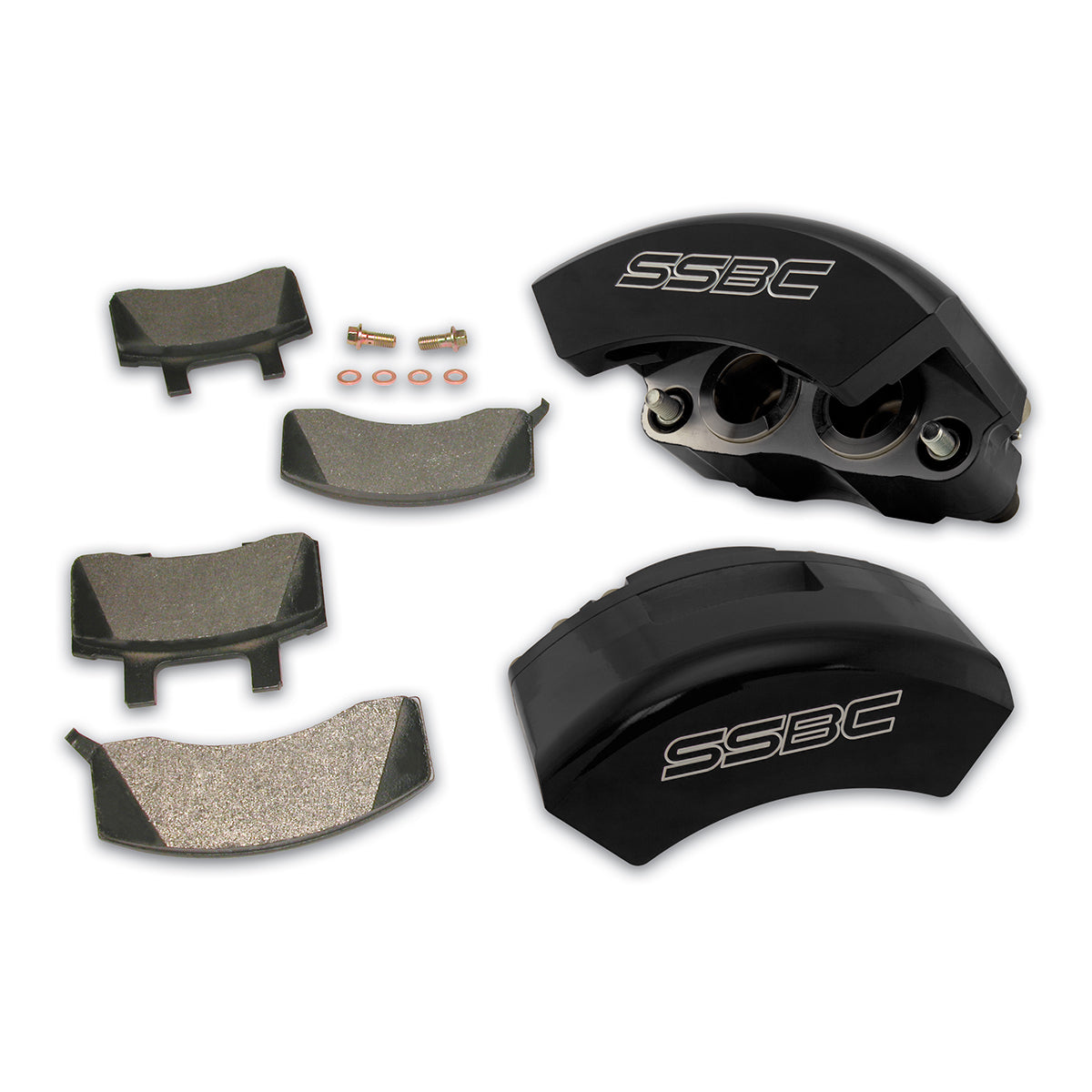 American Made Super Twin TK "Quick Change" 2-Piston Billet Aluminum Front Caliper Upgrade Kit W/Performance Pads. Black Part# A186-1BK
