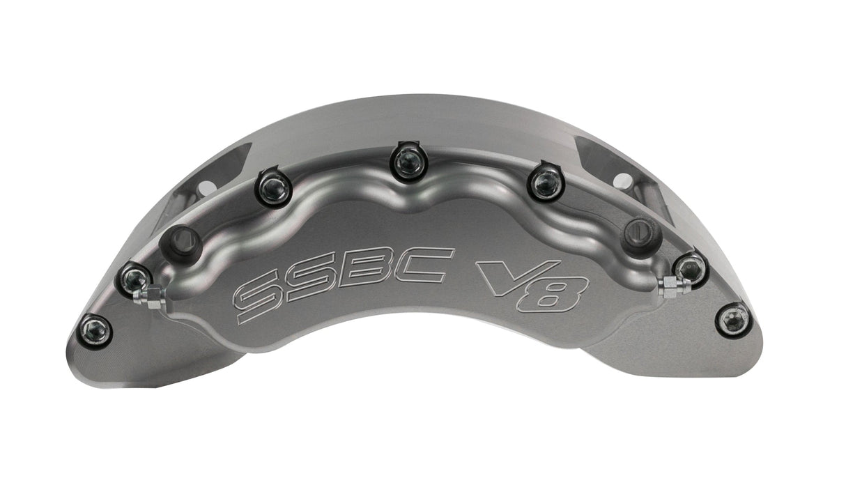 American Made V8-Barbarian 8-Piston Direct Fit Billet Aluminum Front Caliper Upgrade Kit. Clear A193-1