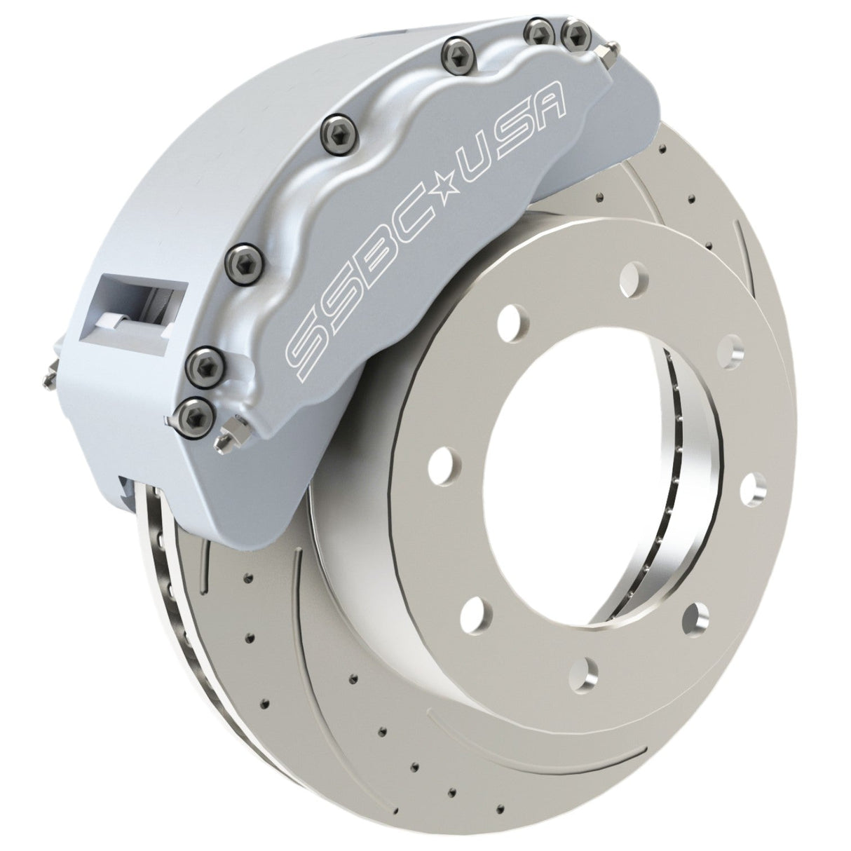 American Made B8-Barbarian 8 Piston Billet Aluminum Direct Fit Rear Caliper Disc Brake Kit W/DS Rotors. Clear