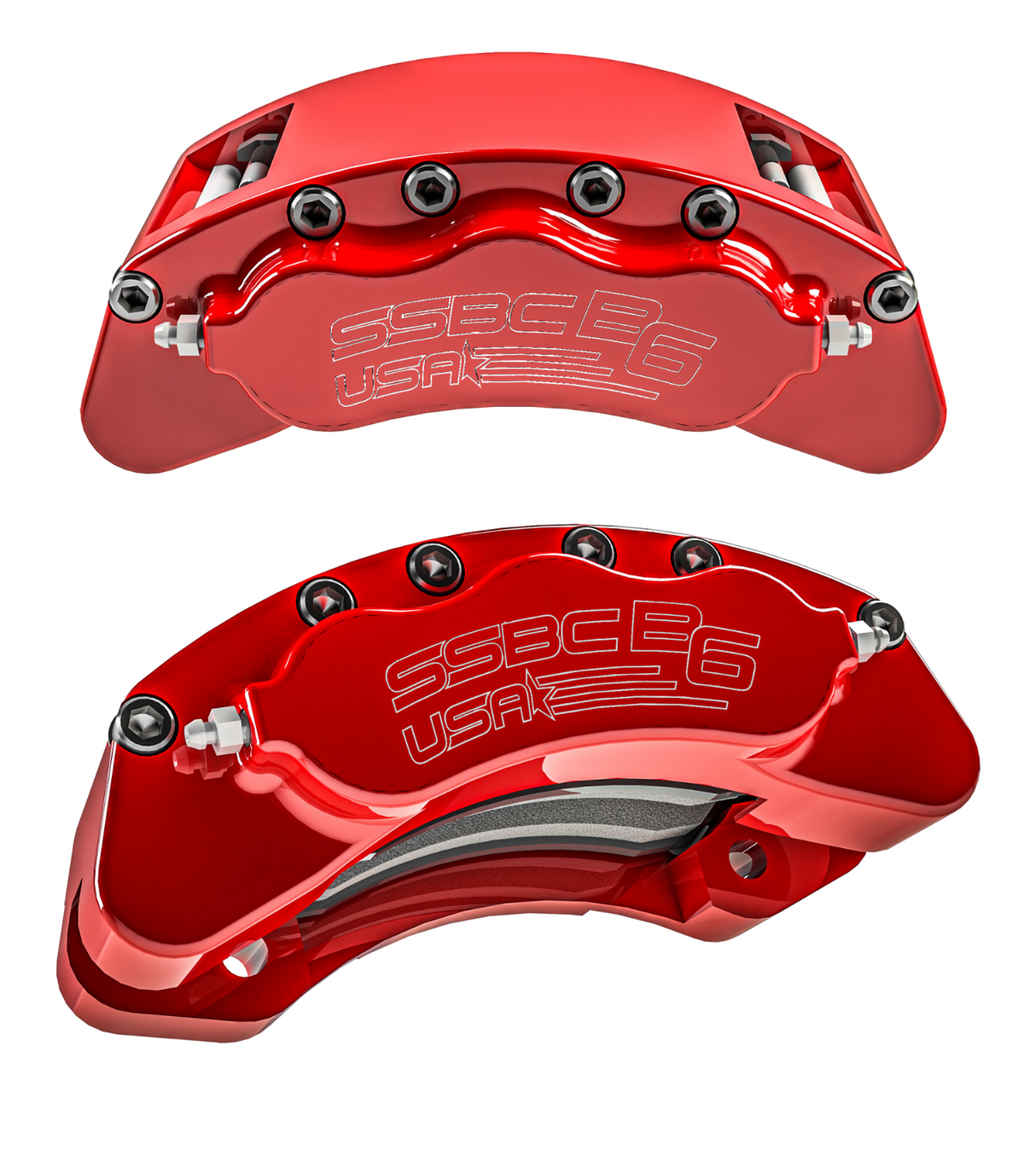 American Made B6-Brawler Direct Fit Billet Aluminum Rear Caliper Upgrade Kit. Red A414-21R
