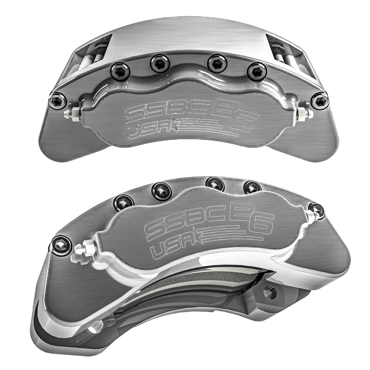 American Made B6-Brawler 6-Piston Direct Fit Billet Aluminum Rear Caliper Upgrade Kit. Clear A414-21