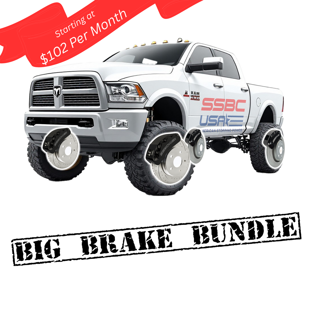 American Made 4 Wheel Brawler LT Direct Fit Billet Aluminum Big Brake Bundle. Black A415-1011BLK-BBB