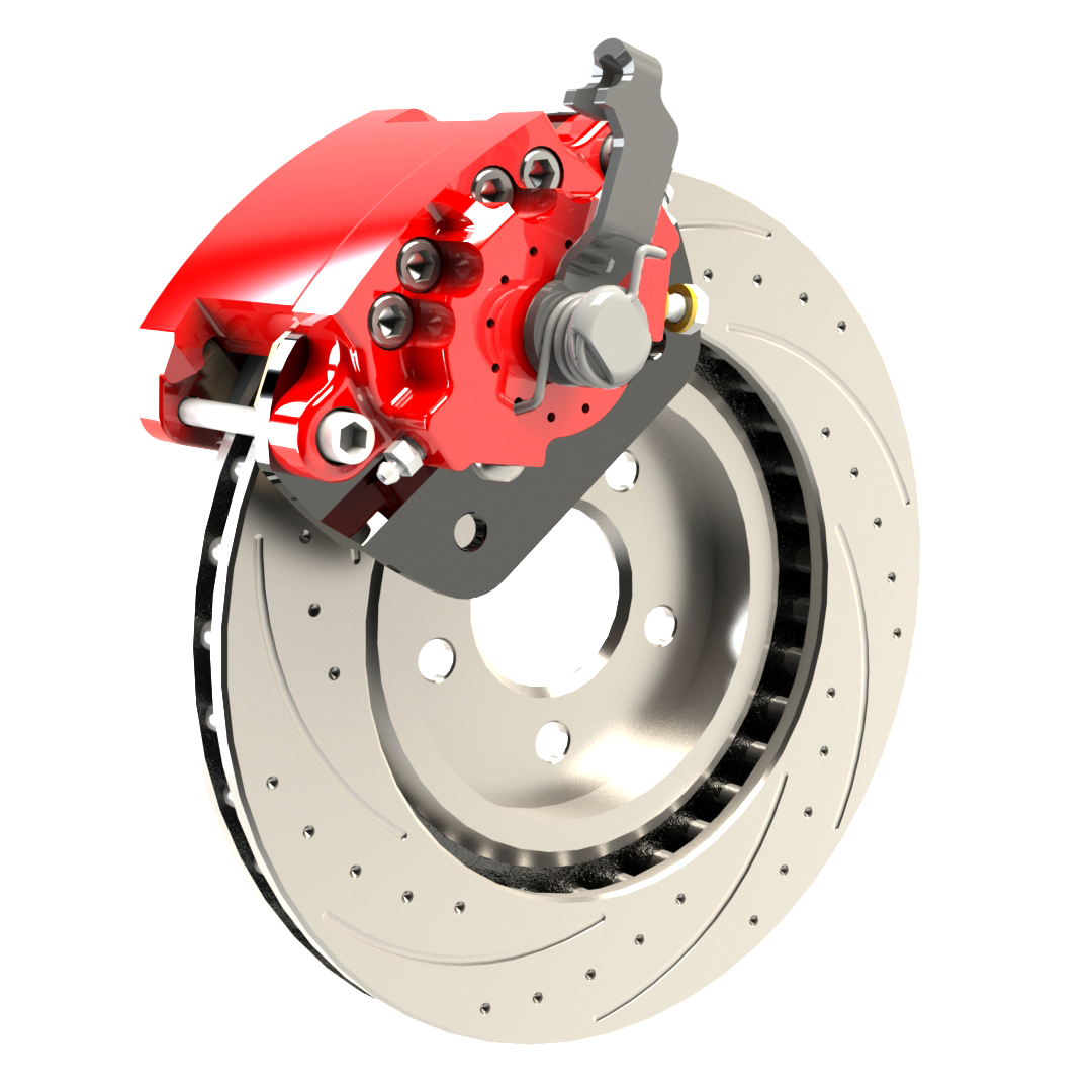 American Made R1-Redline Billet Aluminum Direct Fit Rear Disc Brake Kit W/DS Rotors. Red A551-21R-DS