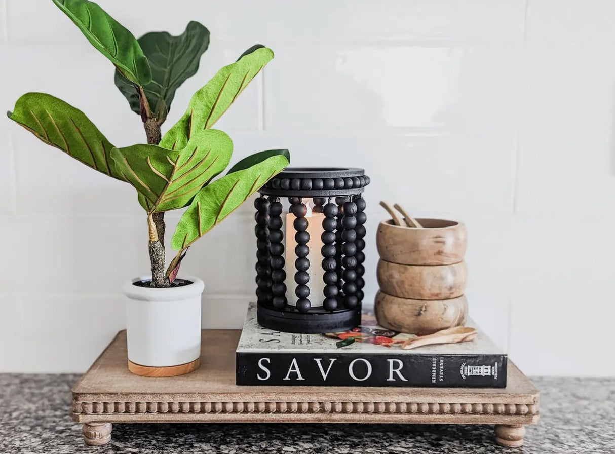 Black Beaded Lantern KB Decor & More