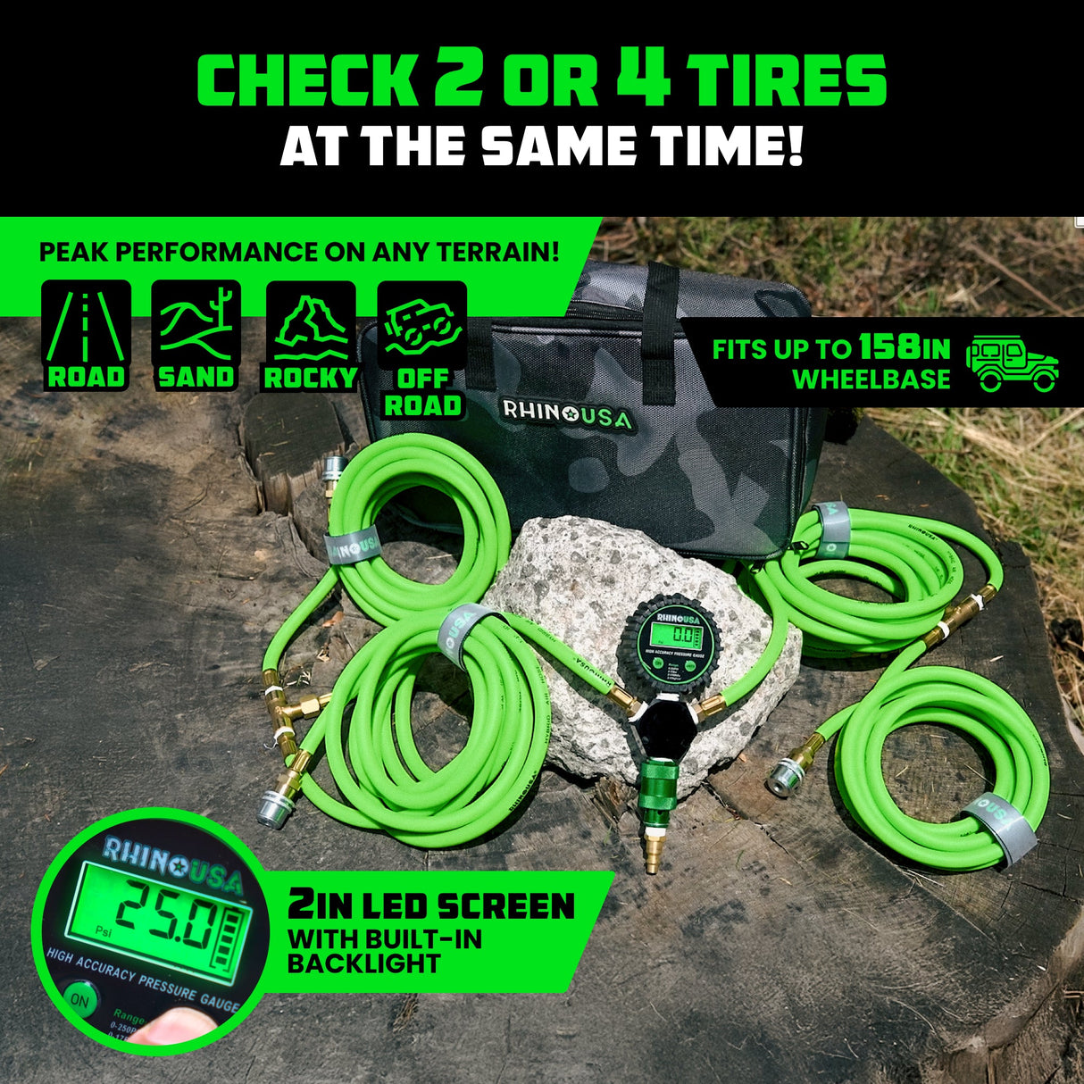 Dual Air Compressor + 4-Wheel Inflator Bundle
