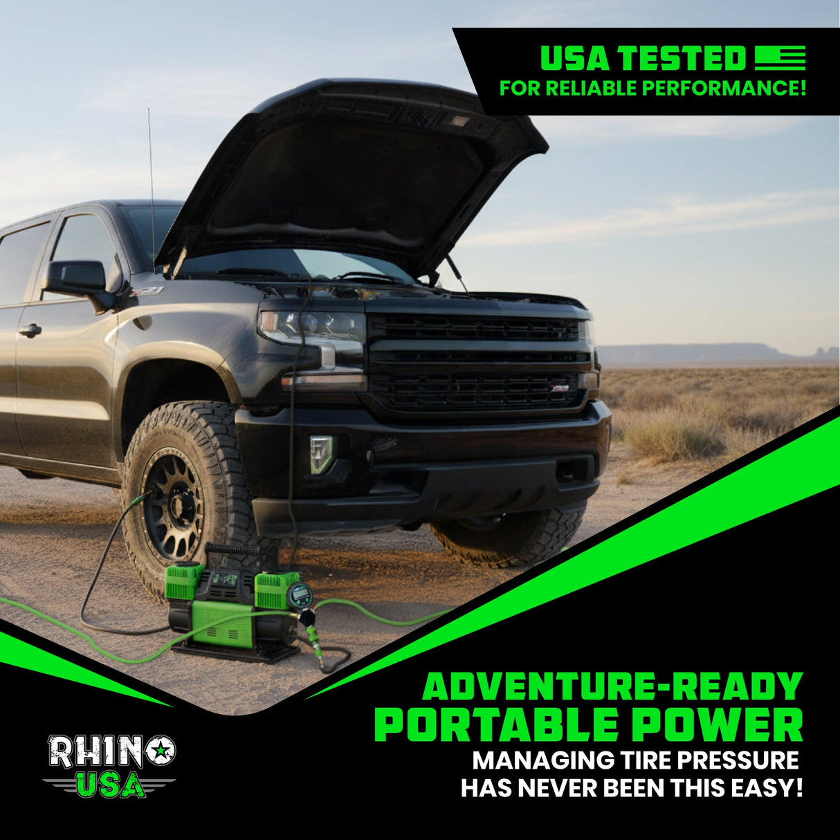 Dual Air Compressor + 4-Wheel Inflator Bundle