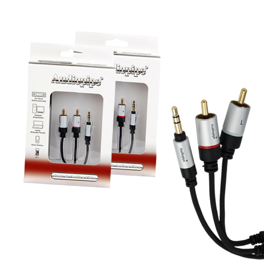 AIQ-S35RCA-3,6 3.5mm Plug to 2 RCA Male Audiopipe