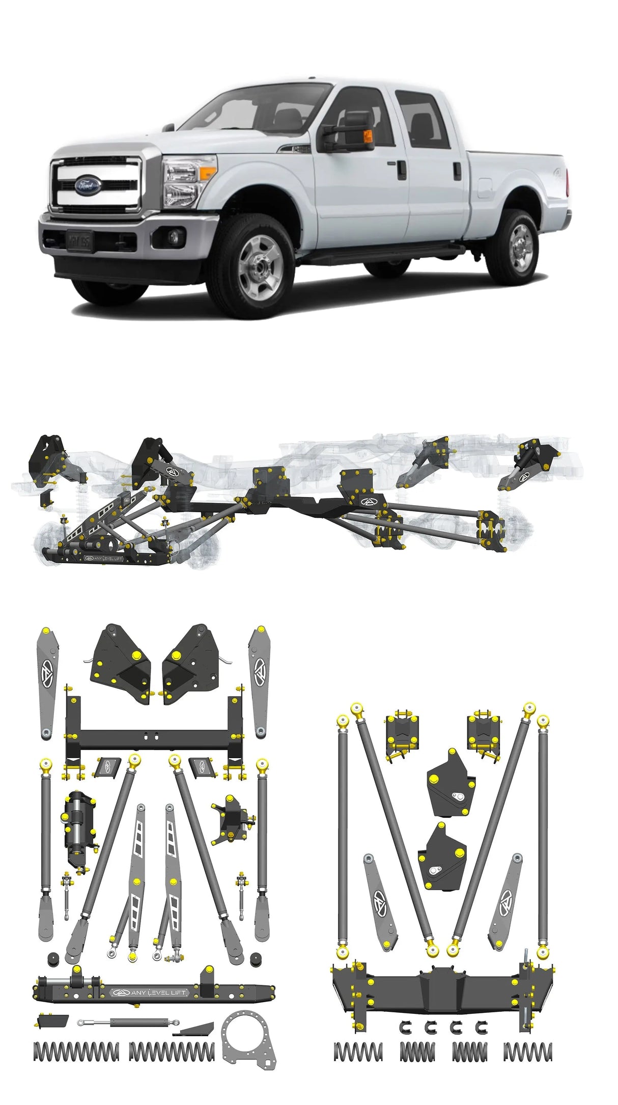 Any Level Lift - Base System, 0"-13": F-250/F-350, Single Rear Wheel (2011-2016) Any Level Lift
