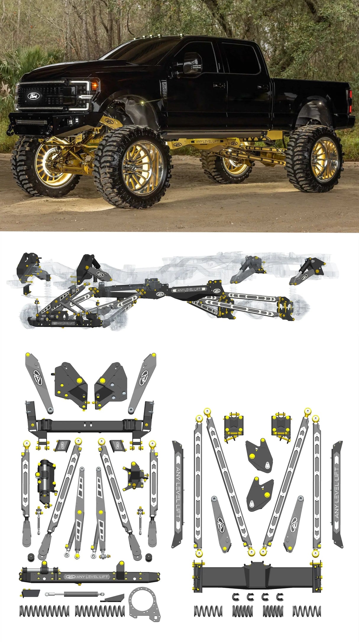 Any Level Lift - Base System, 0"-13": F-250/F-350, Single Rear Wheel (2017-2022) Any Level Lift
