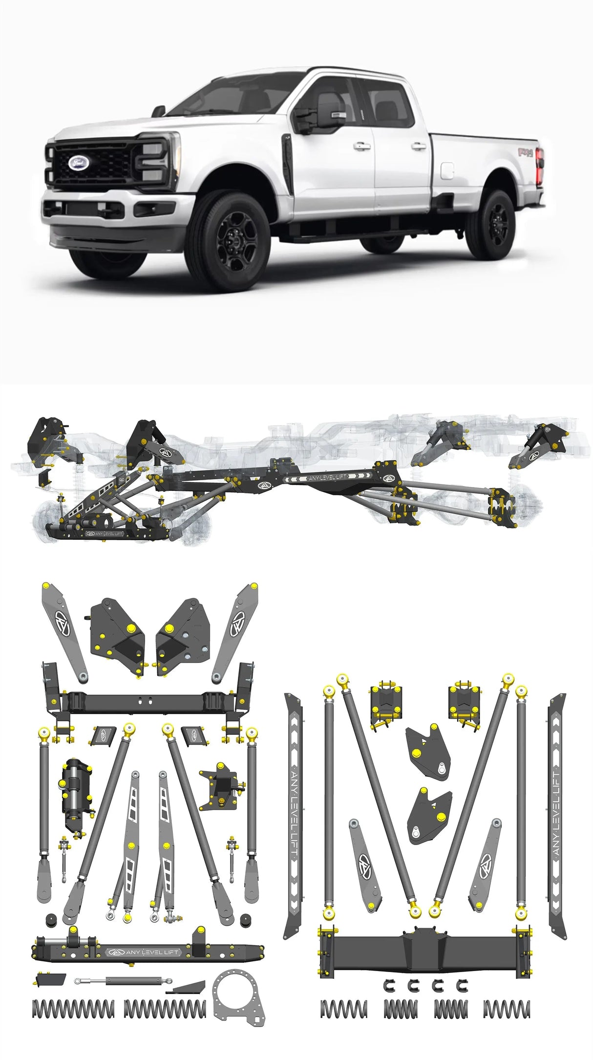 Any Level Lift - Base System, 0"-13": F-250/F-350, Single Rear Wheel (2023+) Any Level Lift