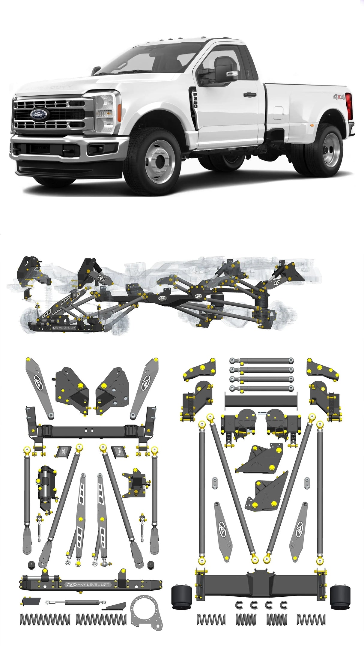 Any Level Lift - Base System, 0"-13": F-350 Dual Rear Wheel (2023+) WHOLESALE Any Level Lift