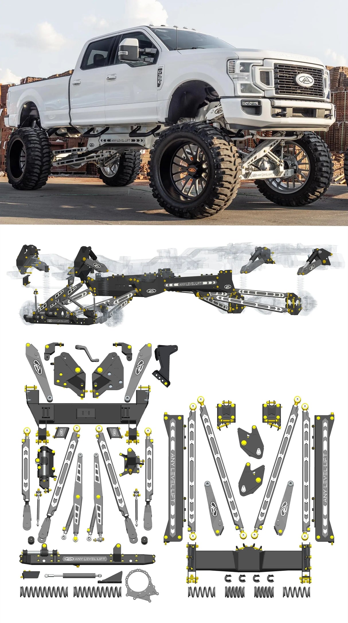 Any Level Lift - Base System, 4"-17": F-250/F-350, Single Rear Wheel (2017-2022) WHOLESALE Any Level Lift