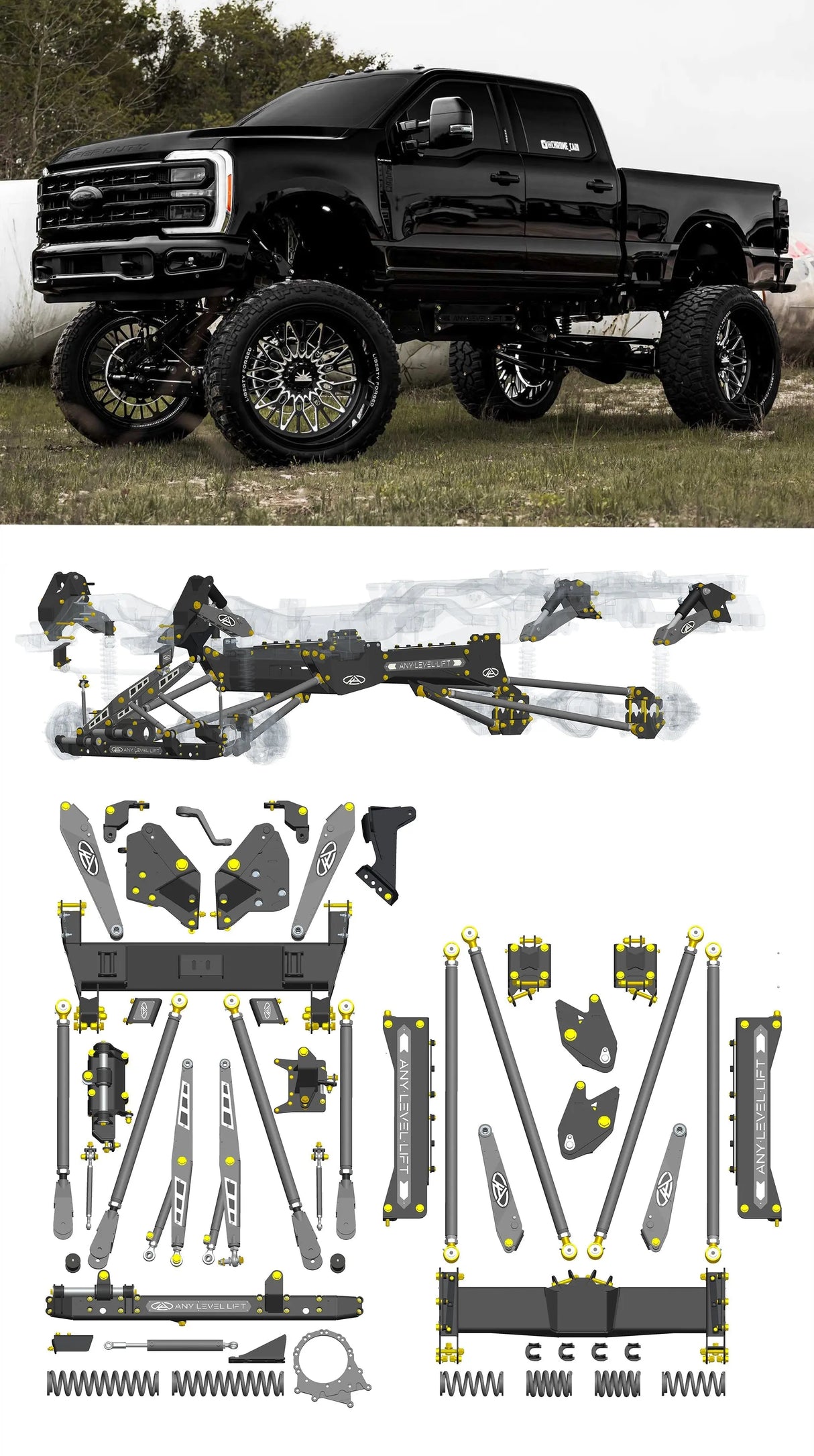 Any Level Lift - Base System, 4"-17": F-250/F-350, Single Rear Wheel (2023+) WHOLESALE Any Level Lift