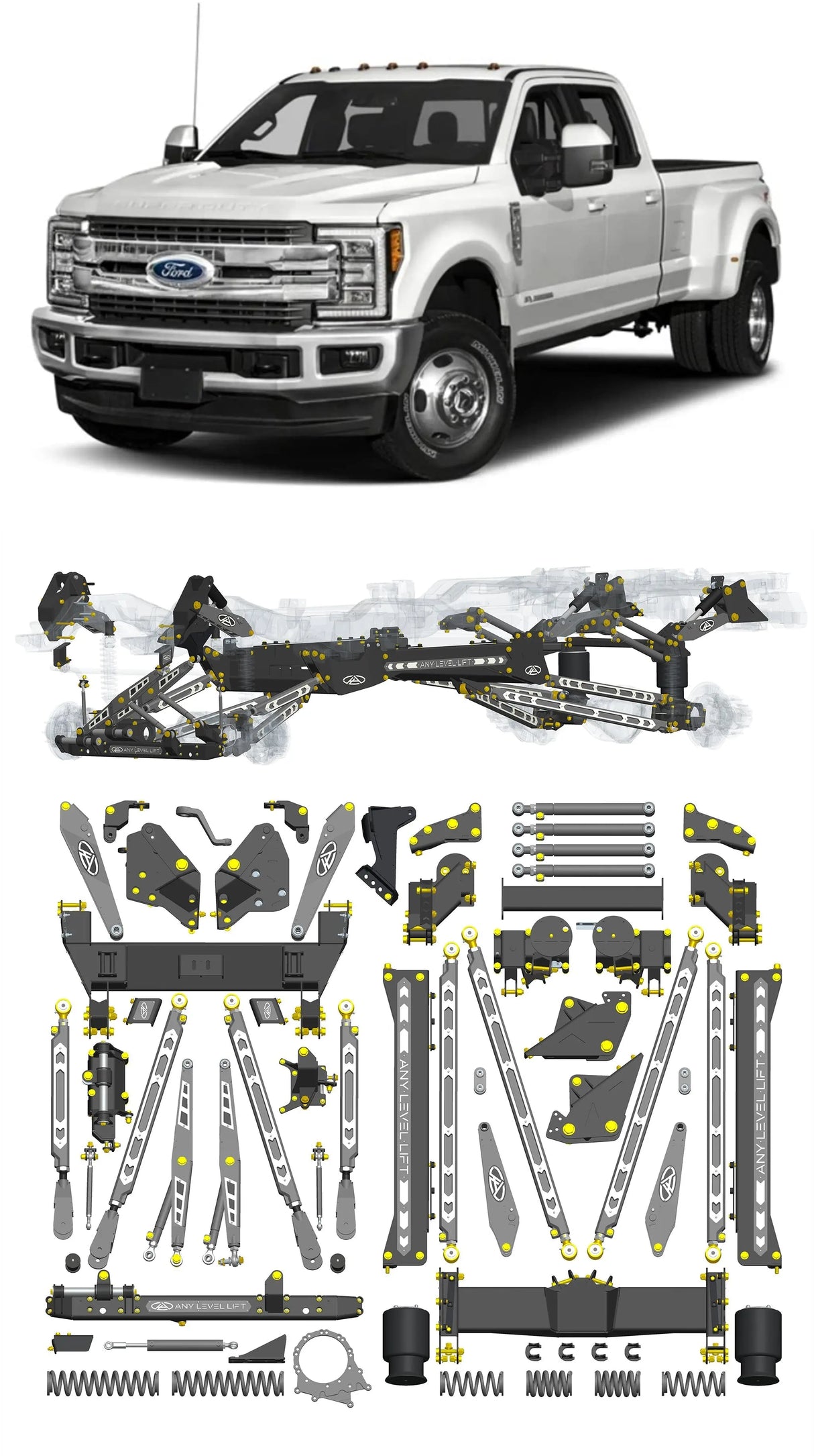 Any Level Lift - Base System, 4"-17": F-350 Dual Rear Wheel (2017-2022) Any Level Lift