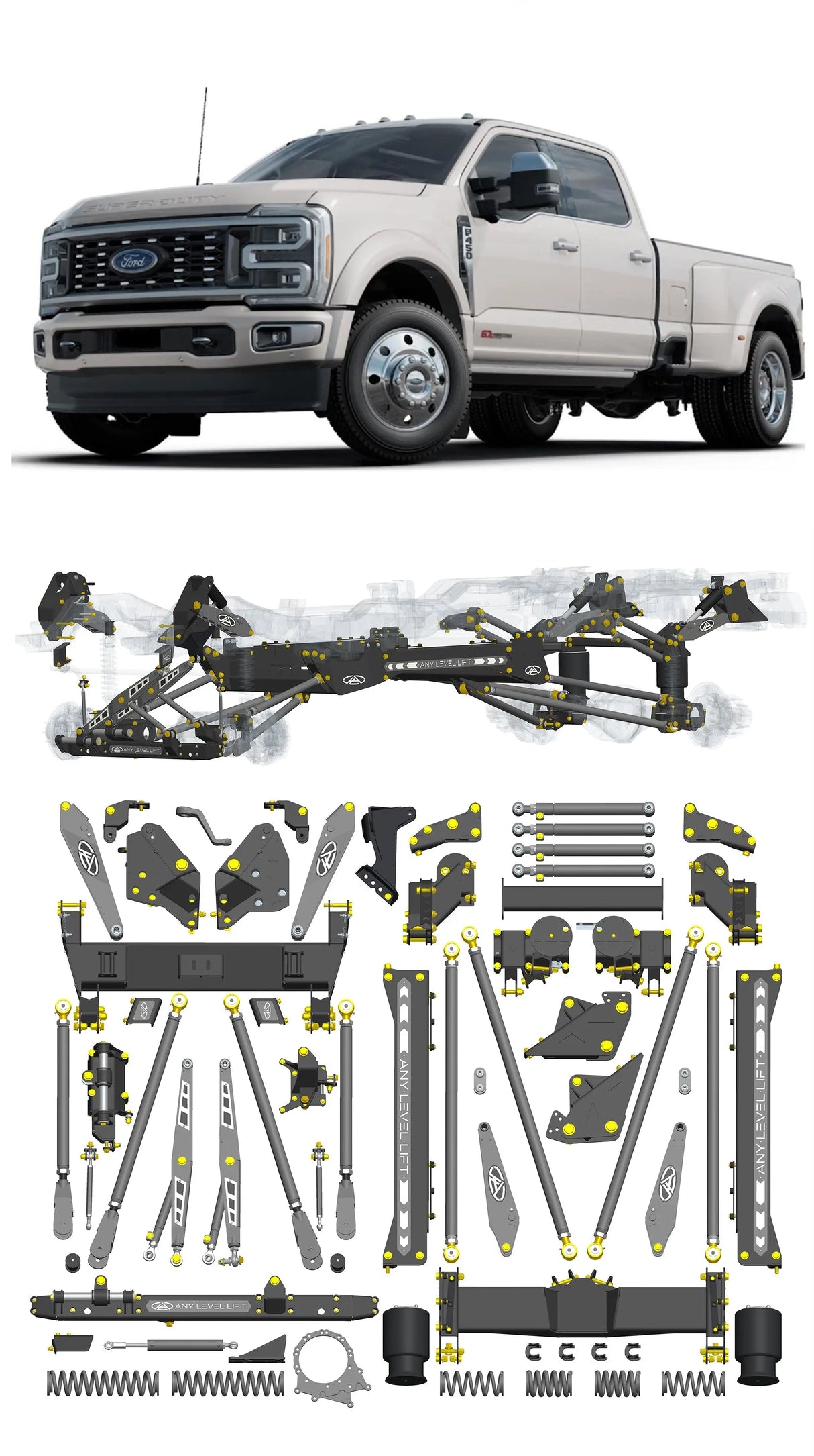 Any Level Lift - Base System, 4"-17": F-450 Dual Rear Wheel (2023+) WHOLESALE Any Level Lift