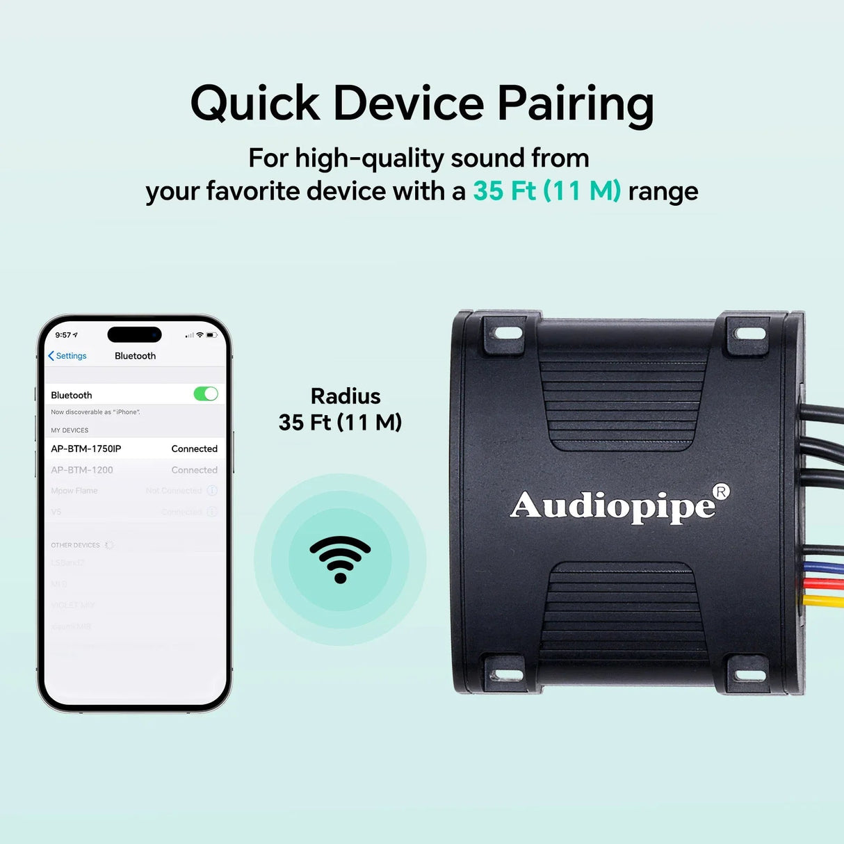 Audiopipe AP-BTM-1750IP Wireless Music Stream Audio Receiver Audiopipe