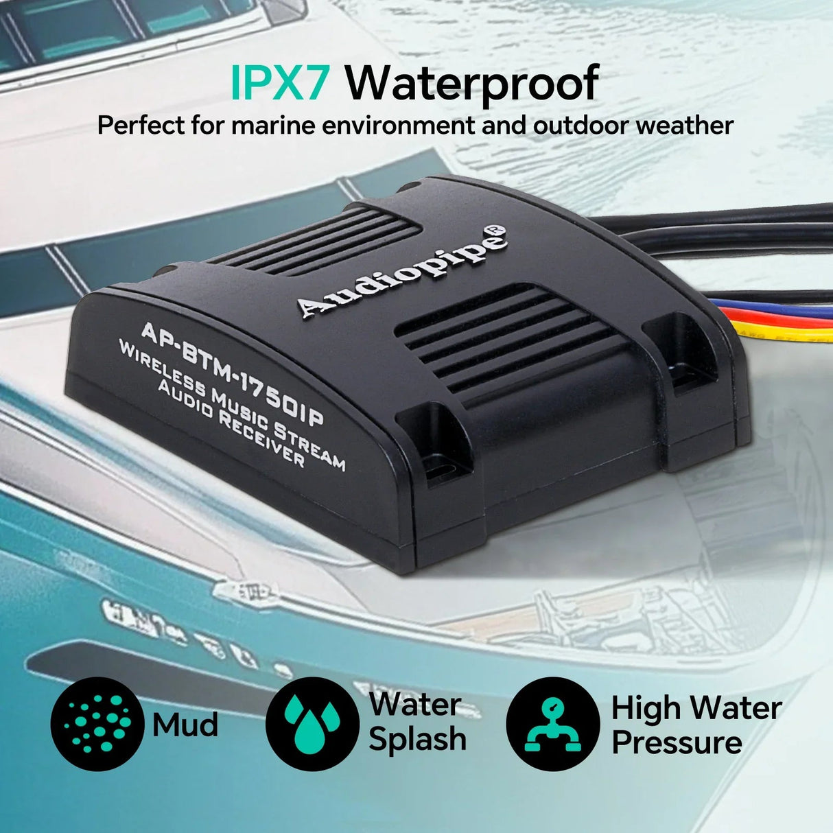 Audiopipe AP-BTM-1750IP Wireless Music Stream Audio Receiver Audiopipe