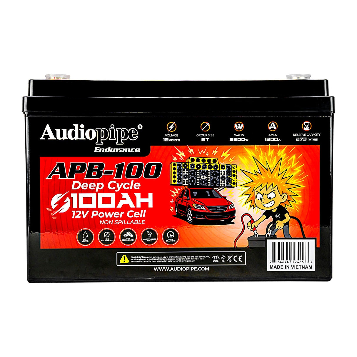Deep Cycle 100AH 12V Power Cell (APB-100) Audiopipe