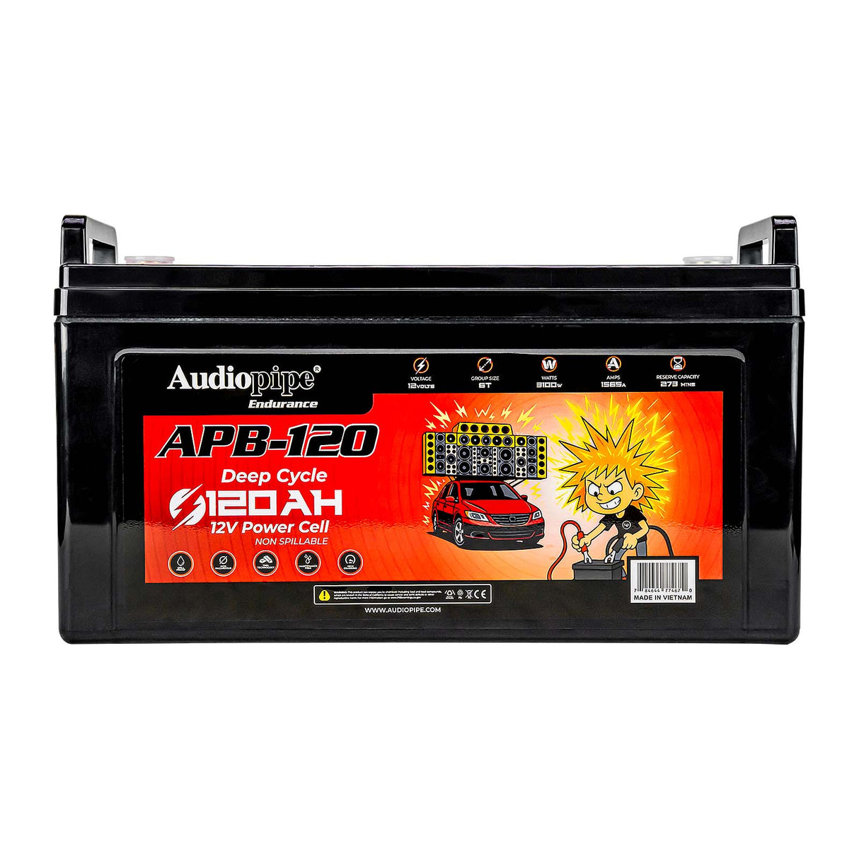 Deep Cycle 120AH 12V Power Cell (APB-120) Audiopipe