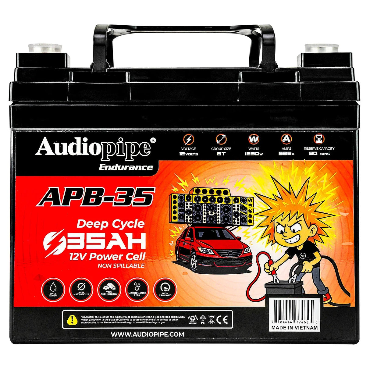 Audiopipe APB-35 Deep Cycle 35AH 12V Power Cell Battery Audiopipe