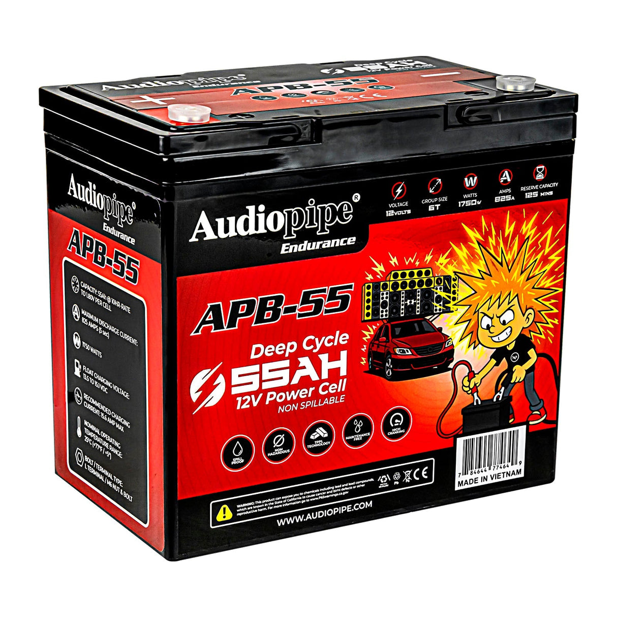 Deep Cycle 55AH 12V Power Cell (APB-55) Audiopipe