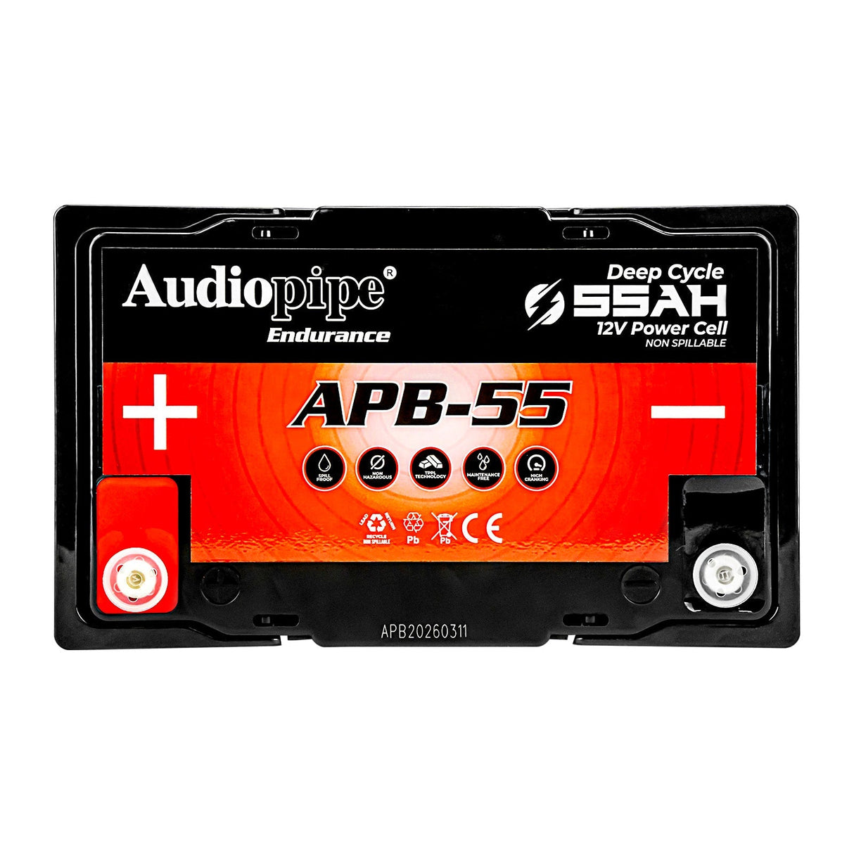 Deep Cycle 55AH 12V Power Cell (APB-55) Audiopipe