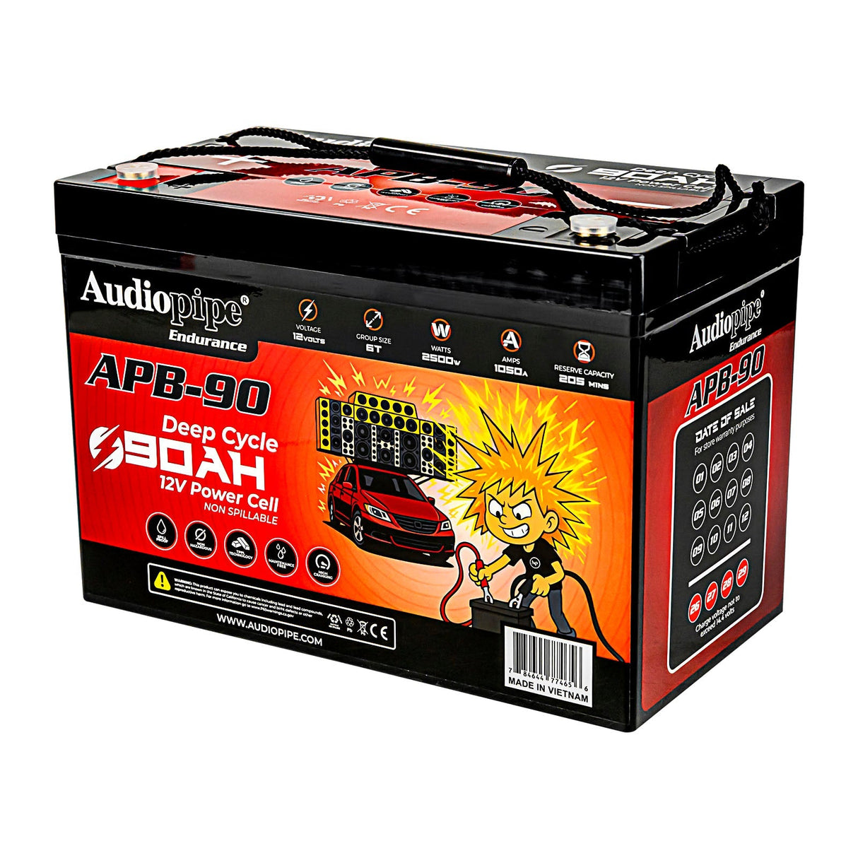 Deep Cycle 90AH 12V Power Cell (APB-90) Audiopipe