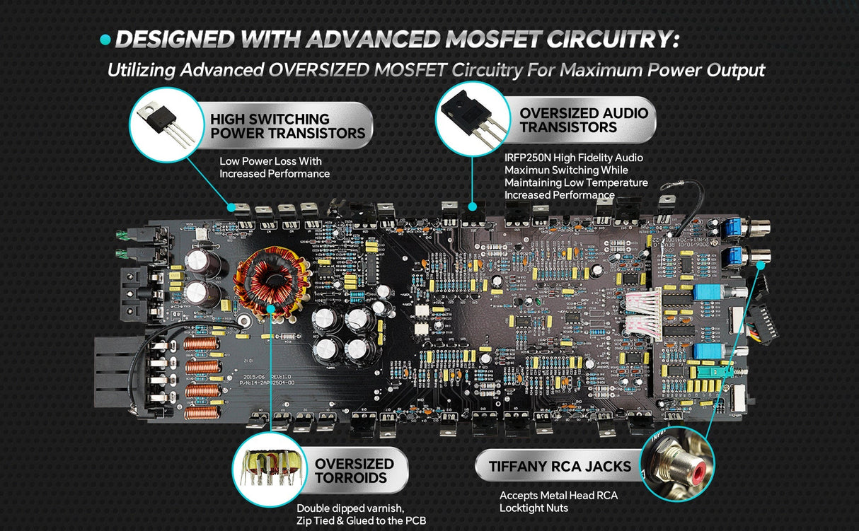 4 Channel Class A/B Mosfet Power Amplifier (APDLO-2504) Audiopipe