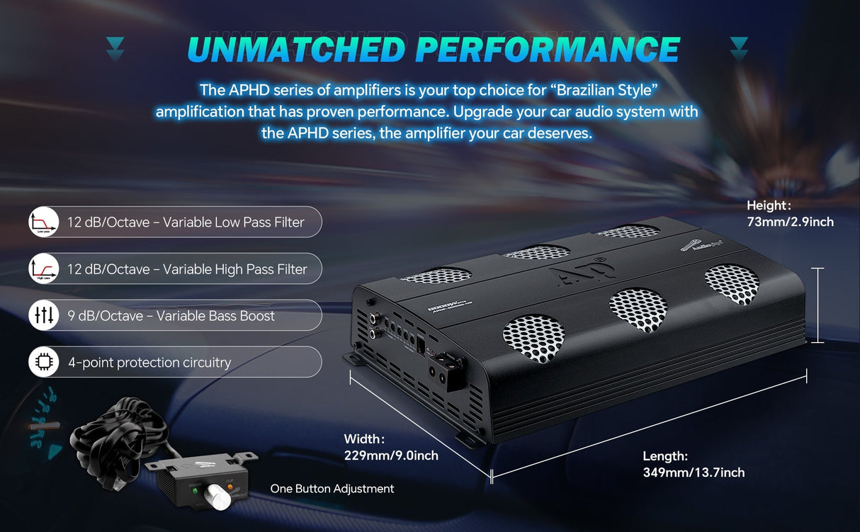 8000 Watts Full Range Class D Mosfet Amplifier (APHF-8000D-H2) Audiopipe