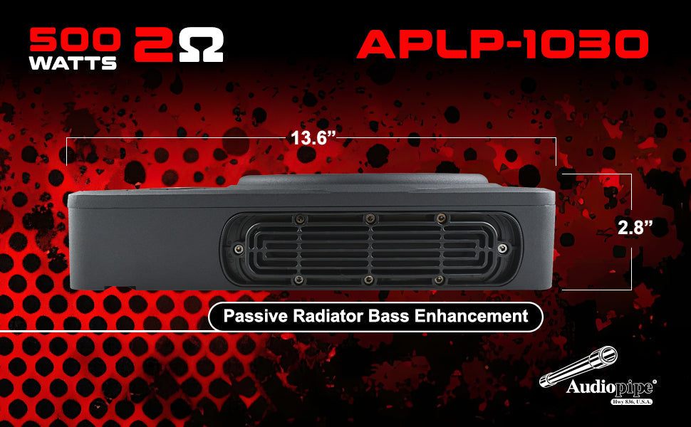 10" Low Profile Amplified Subwoofer (APLP-1030) Audiopipe