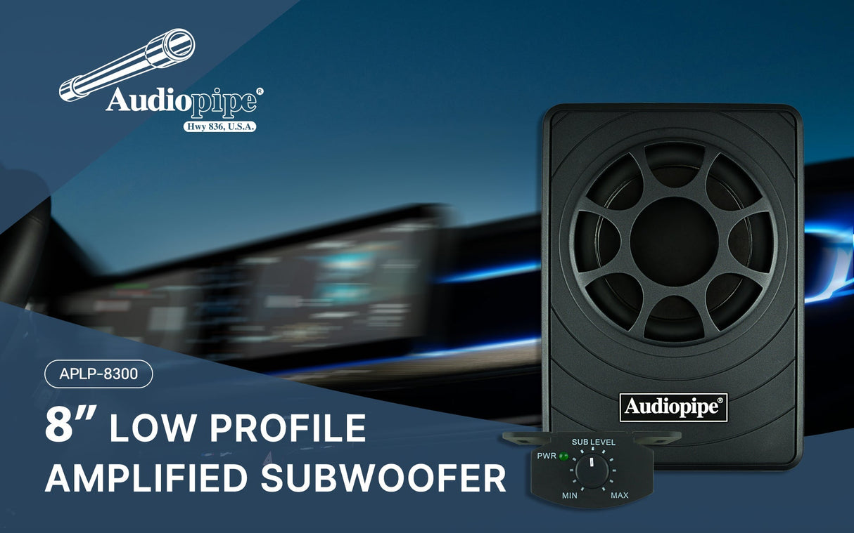 8" Low Profile Amplified Subwoofer (APLP-8300) Audiopipe