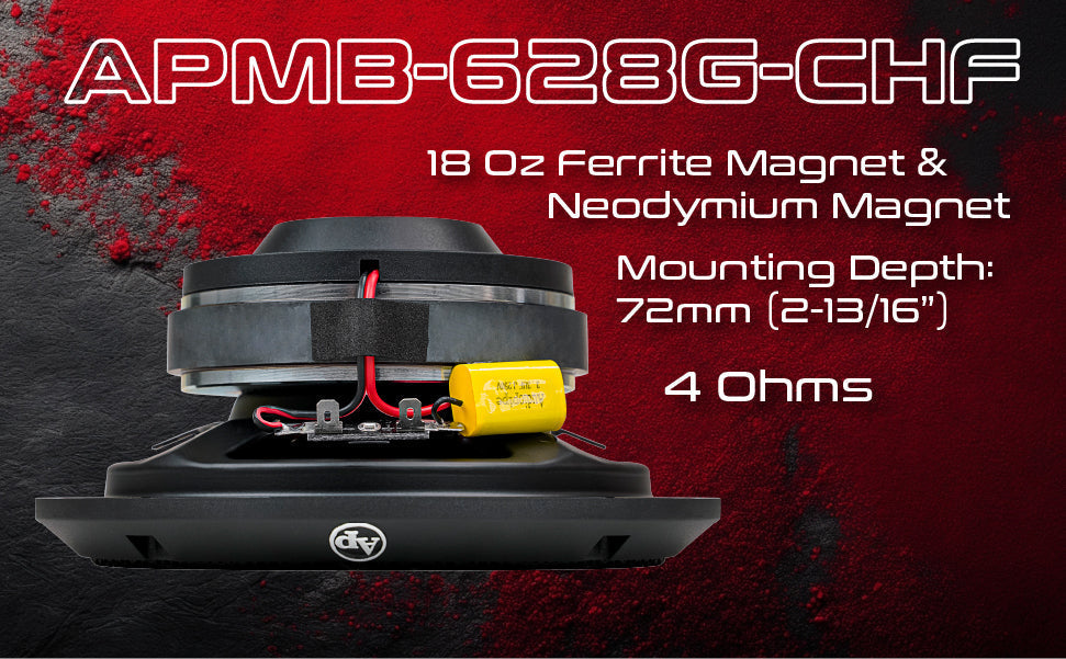 6.5" Compression Horn Mid-range Loudspeaker (APMB-628G-CHF), Sold individually Audiopipe