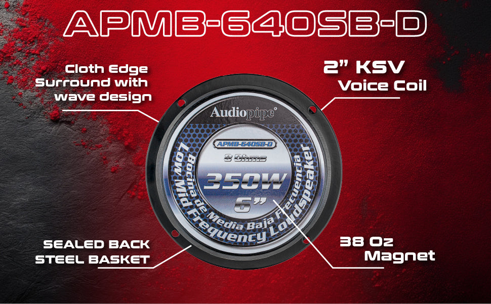 6” Low Mid Frequency Loudspeaker (APMB-640SB-D), Sold individually Audiopipe