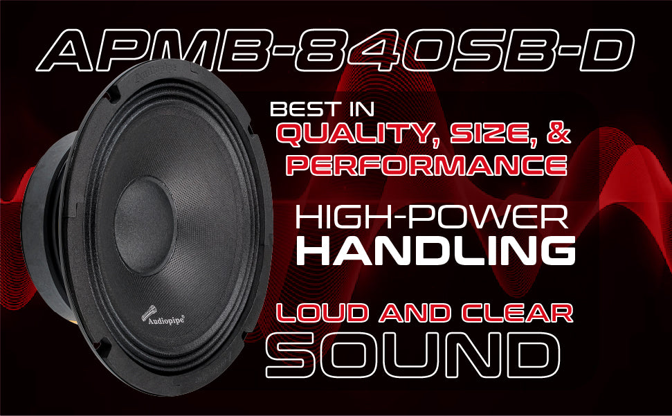 8” Low Mid Frequency Loudspeaker (APMB-840SB-D), Sold individually Audiopipe
