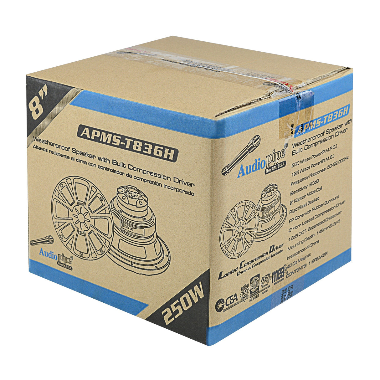 8” Weatherproof Speaker with Built Compression Driver (APMS-T836H) Audiopipe