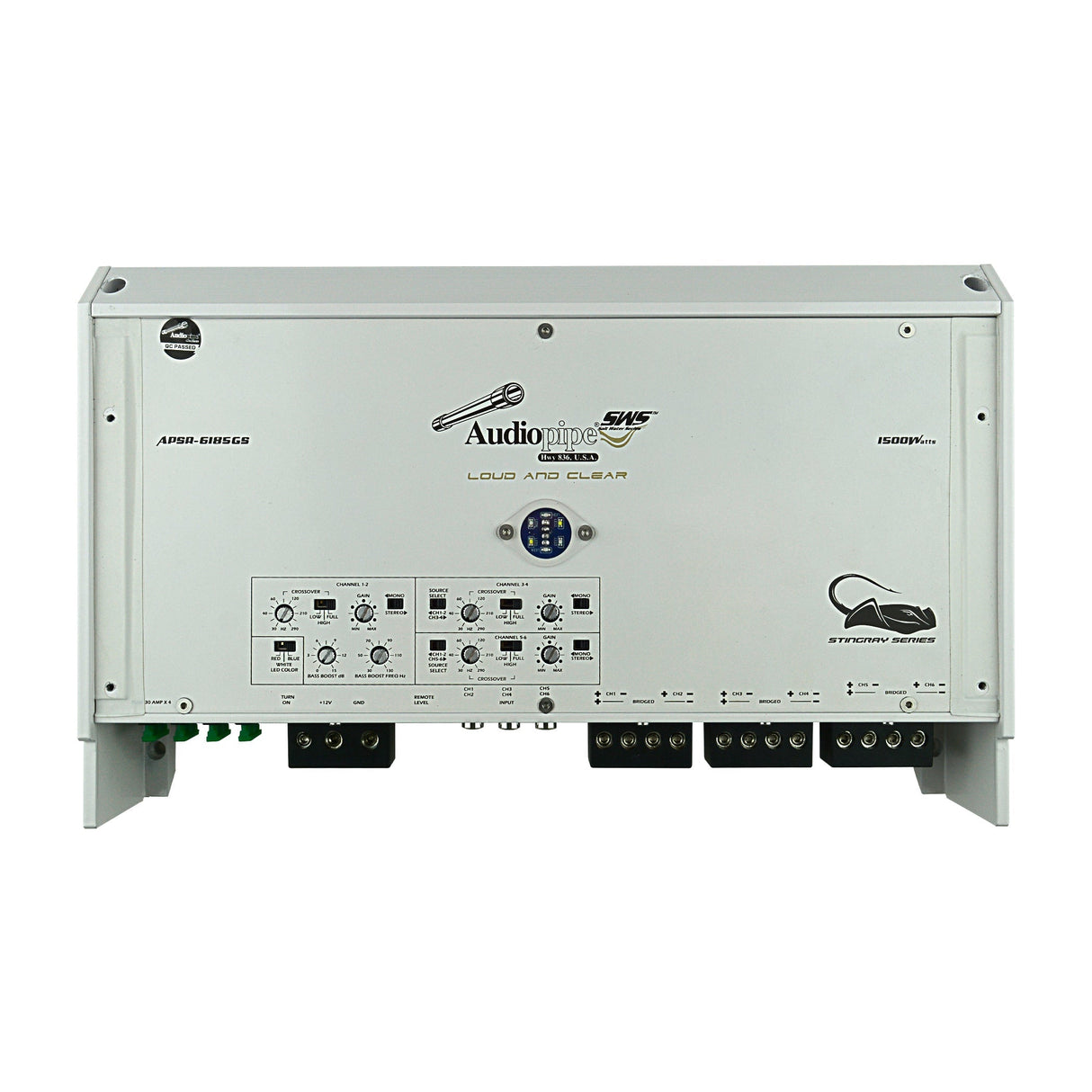APSR-6185GS - 3000W 6-Channel Class D Marine Amplifier Audiopipe