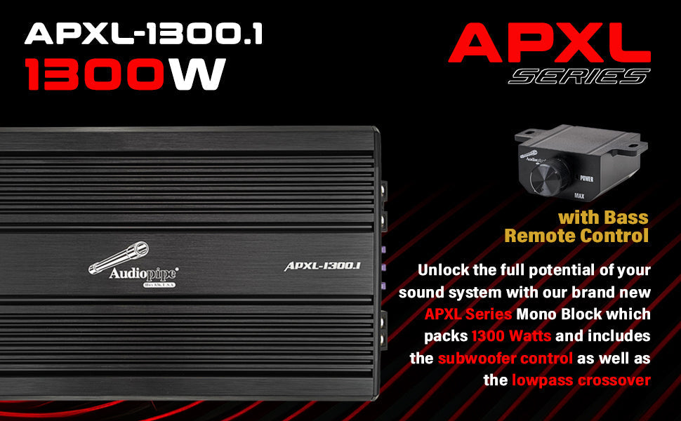 1300 Watts Mono Class D Mosfet Amplifier (APXL-1300.1) Audiopipe