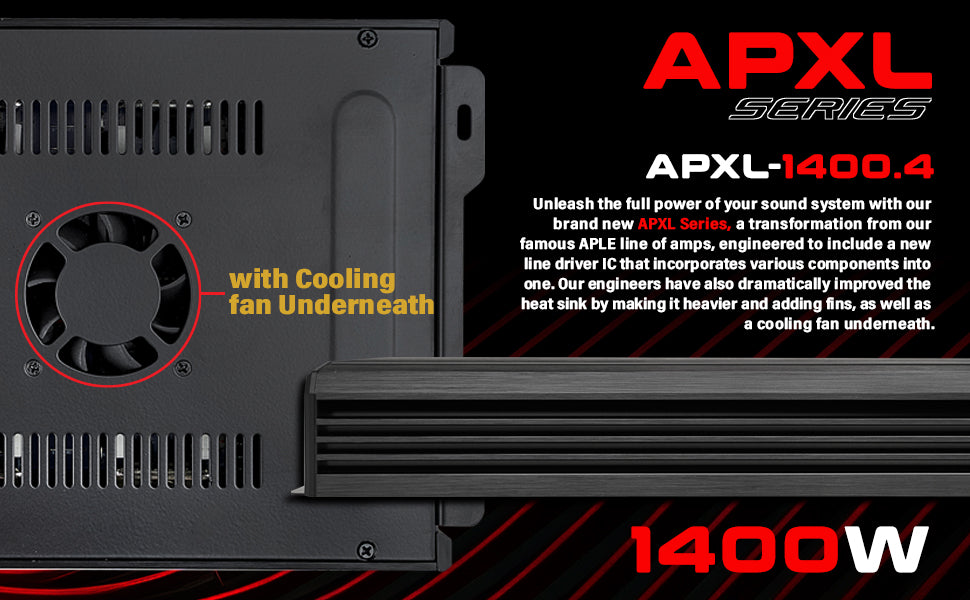APXL-1400.4 4-Channel Class A/B Mosfet Amplifier (1400 Watts) Audiopipe