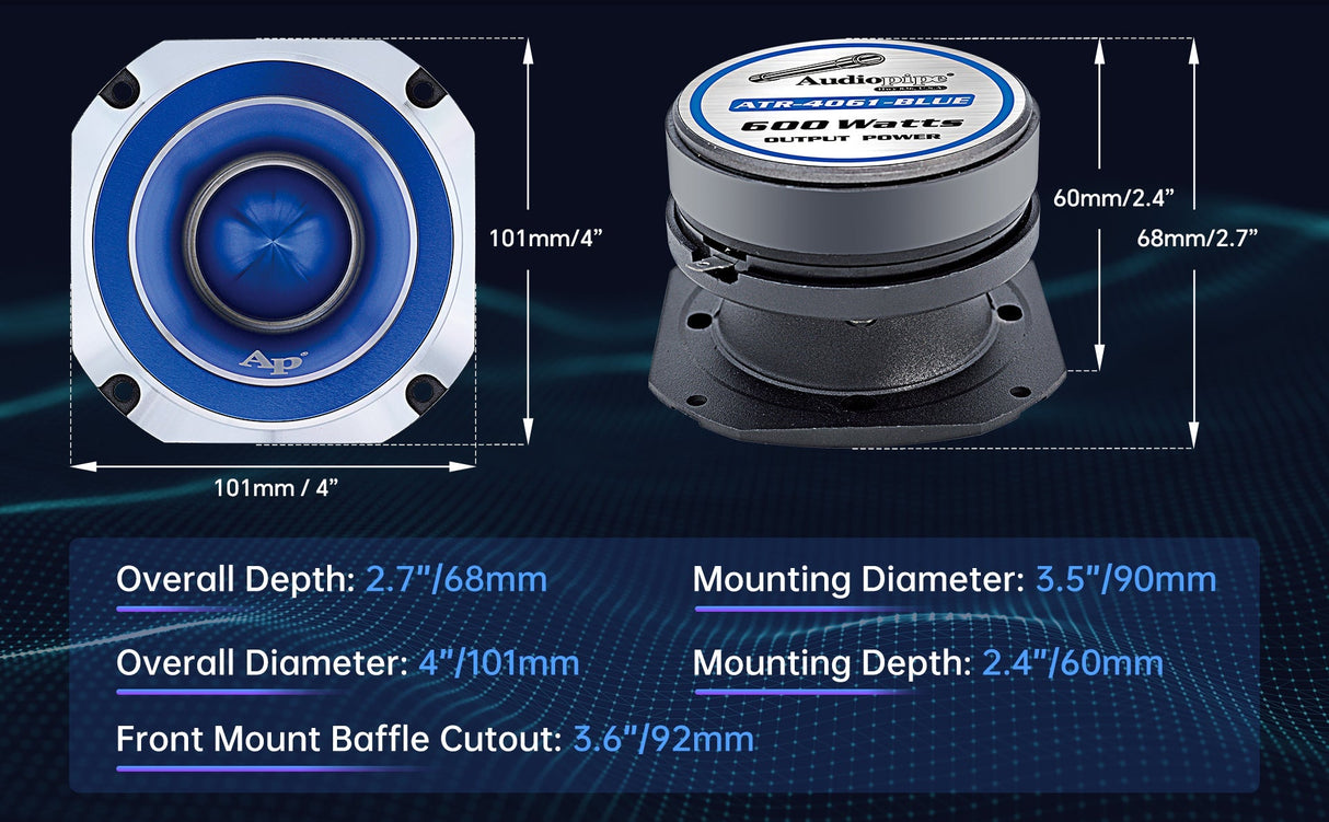 Heavy Duty Titanium Super Tweeter (ATR-4061-BLU) Audiopipe